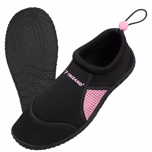 Vattenskor svart rosa  | Halkfria badskor 5 mm