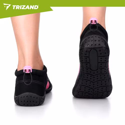 Vattenskor svart rosa  | Halkfria badskor 5 mm