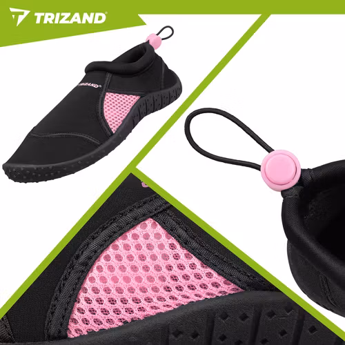 Vattenskor svart rosa  | Halkfria badskor 5 mm