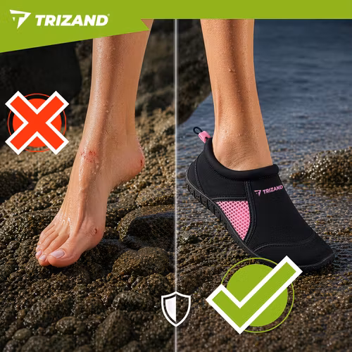 Vattenskor svart rosa  | Halkfria badskor 5 mm