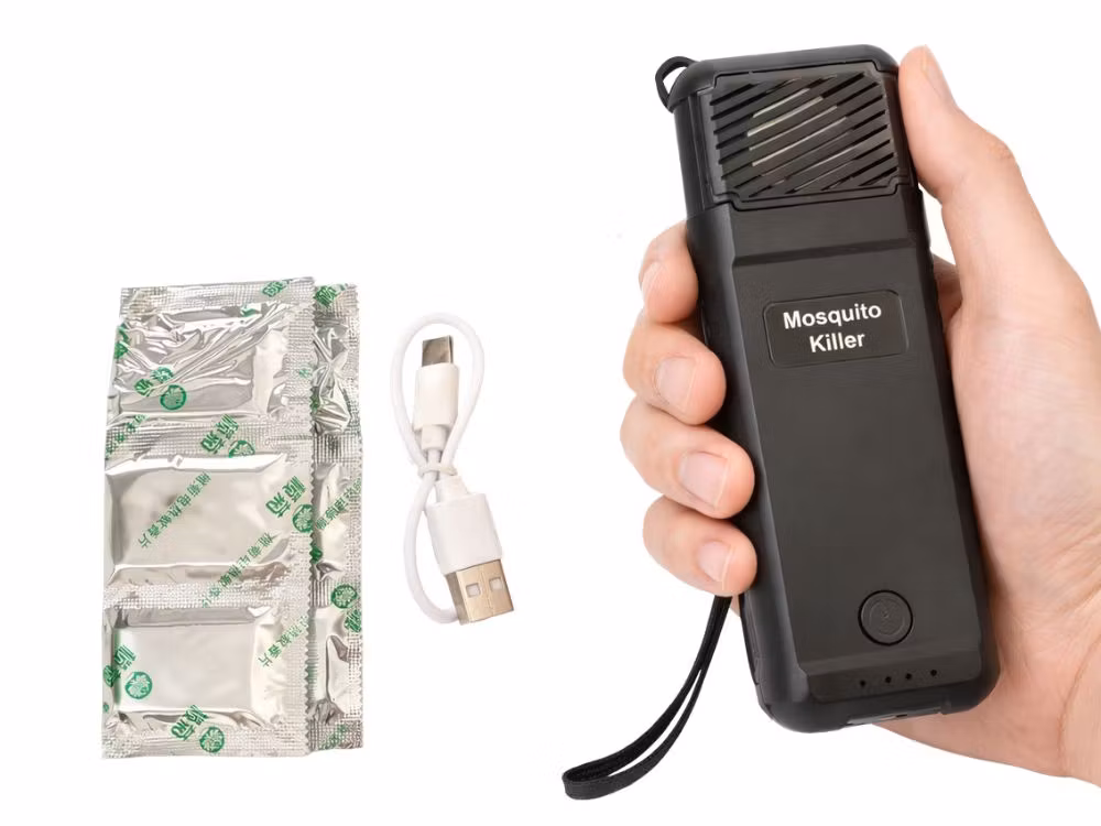 Svart portabel myggavvisare USB – 6 refiller ingår