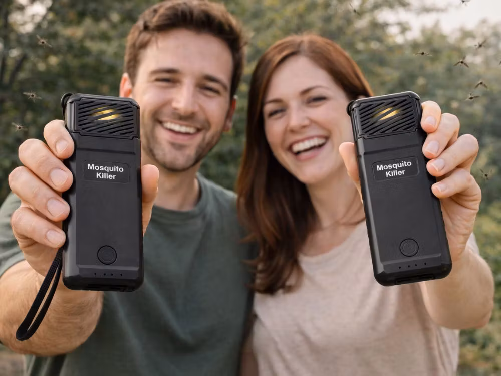 Svart portabel myggavvisare USB – 6 refiller ingår