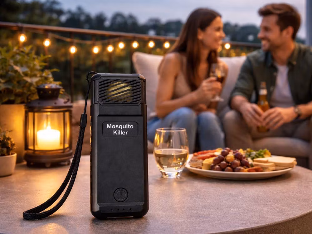 Svart portabel myggavvisare USB – 6 refiller ingår