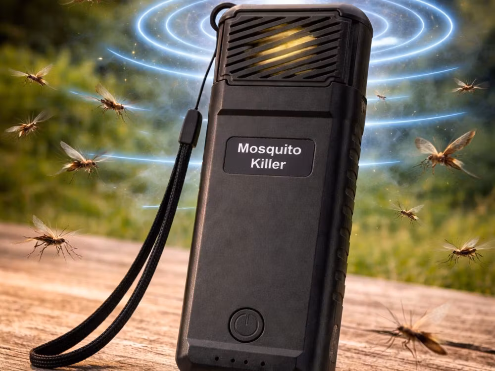 Svart portabel myggavvisare USB – 6 refiller ingår