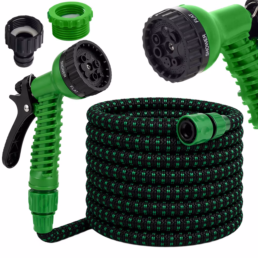 Expanderbar trädgårdsslang 22,5m – flexibel slang med munstycke