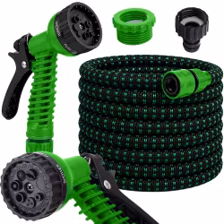 Expanderbar trädgårdsslang 15m – flexibel slang med munstycke