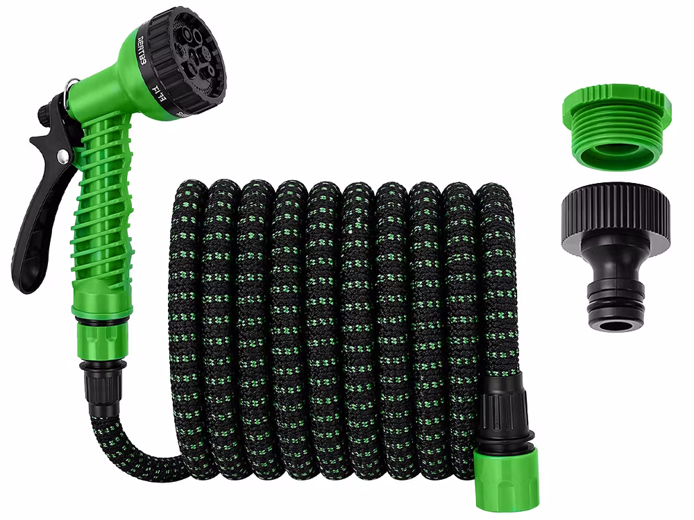 Expanderbar trädgårdsslang 15m – flexibel slang med munstycke
