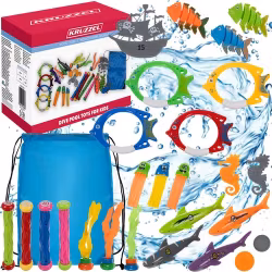 Dykleksaker set barn – stort poolset med fiskar & skattjakt