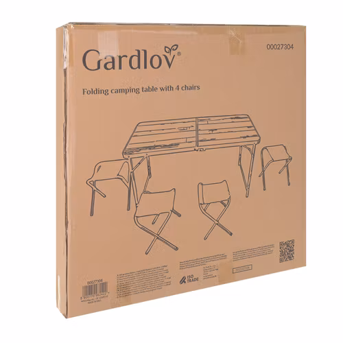 Campingbord med 4 stolar – fällbart set i koffert