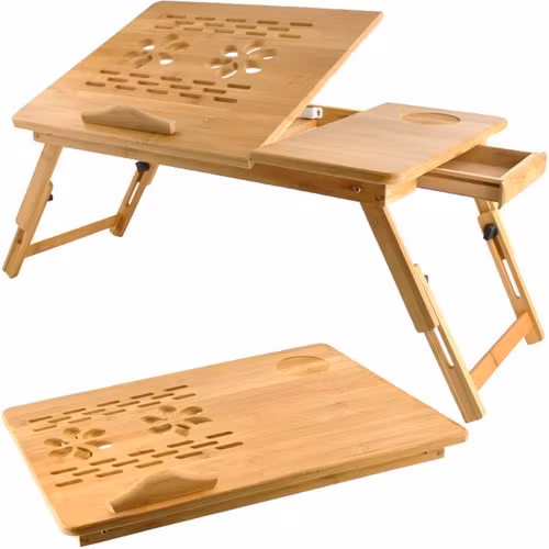 Laptopbord bambu – justerbart sängbord för laptop 17”