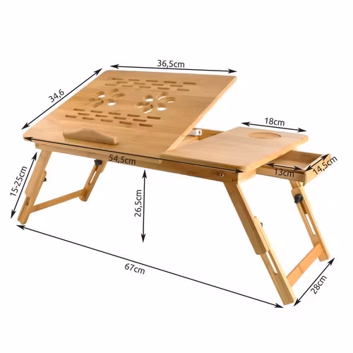 Laptopbord bambu – justerbart sängbord för laptop 17”