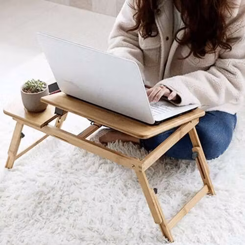 Laptopbord bambu – justerbart sängbord för laptop 17”