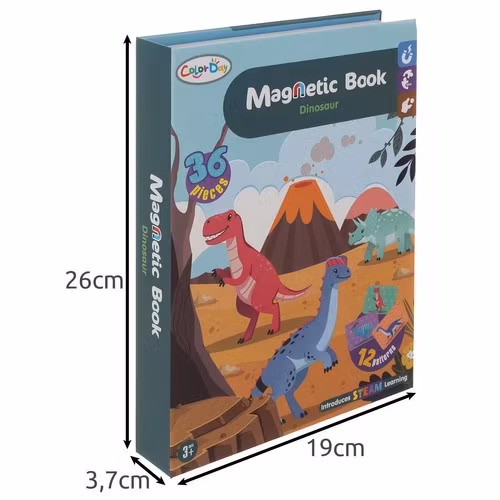 Magnetiskt pussel dinosaurier – 36 magneter + kort