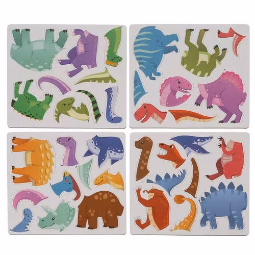 Magnetiskt pussel dinosaurier – 36 magneter + kort
