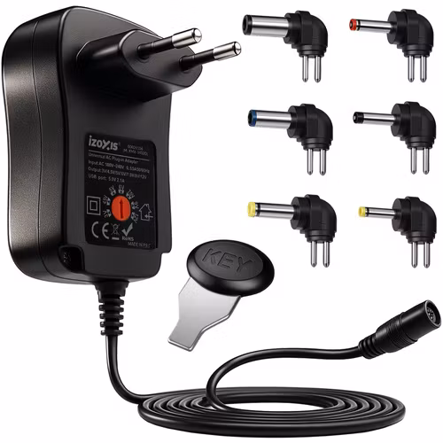 Universell nätadapter 3–12V 30W – med USB & 6 kontakter