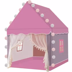 Barntält med LED – lektält barn hus rosa