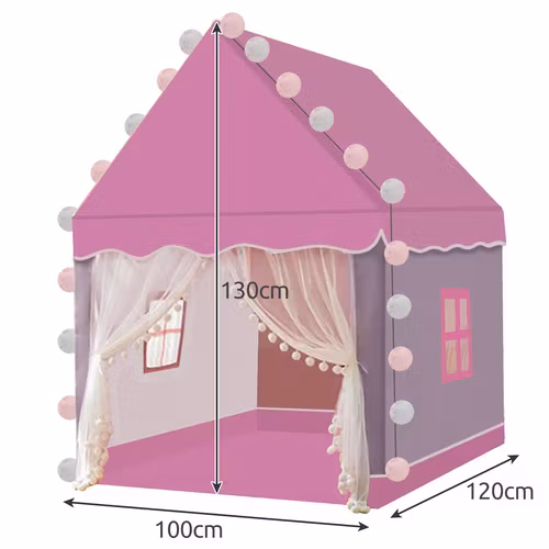 Barntält med LED – lektält barn hus rosa
