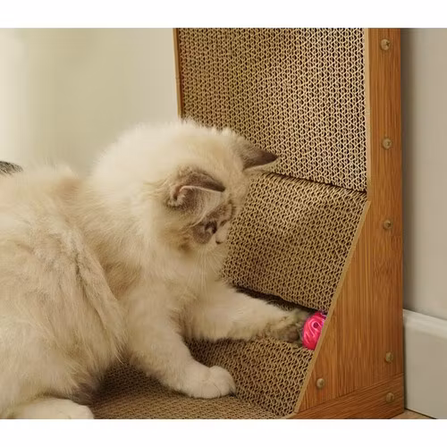 Klösbräda katt hörn med boll – 2-i-1 klösmöbel