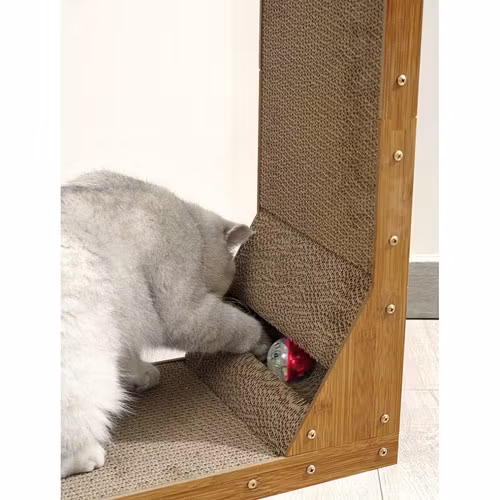 Klösbräda katt hörn med boll – 2-i-1 klösmöbel