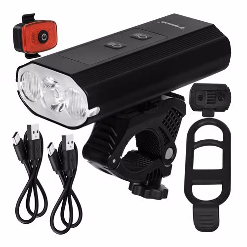 LED cykellampa 1300 lm USB-C med baklampa och powerbank