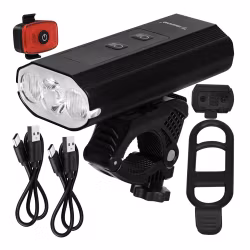 LED cykellampa 1300 lm USB-C med baklampa och powerbank