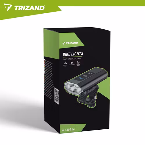 LED cykellampa 1300 lm USB-C med baklampa och powerbank