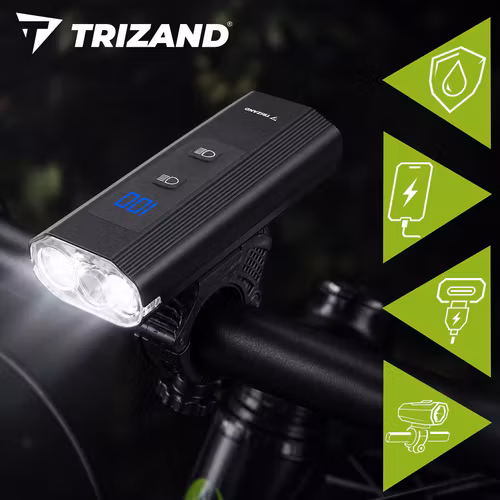 LED cykellampa 1300 lm USB-C med baklampa och powerbank