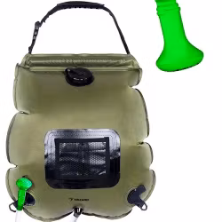 Solcelledrevet dusj 20L med termometer for camping og hage