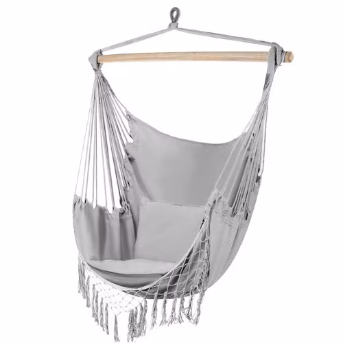 Brazilian Hanging Chair Grey with Cushions – Gardlov 120 kg