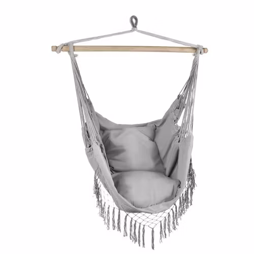 Brazilian Hanging Chair Grey with Cushions – Gardlov 120 kg