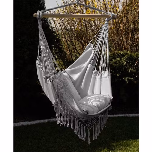 Brazilian Hanging Chair Grey with Cushions – Gardlov 120 kg