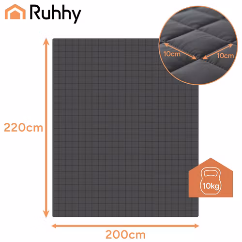 RUHHY Tyngdtäcke 10 kg 200x220 cm – Grå Dubbelsidig