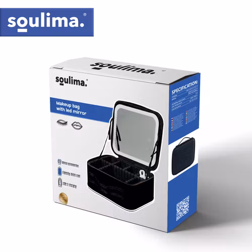 XL Sminkväska med LED-spegel – Soulima Kosmetikorganisatör