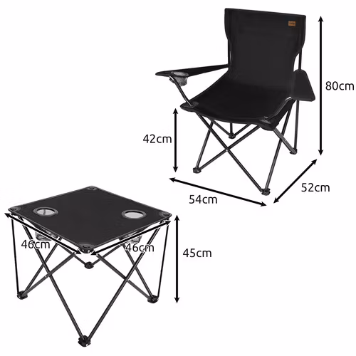 Camping Set – 2 Hopfällbara Stolar & Bord