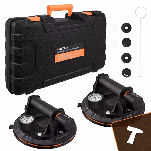 Bigstren Vakuumsugkoppar 2-pack 200 kg – Med Pump och Manometer