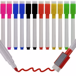 Whiteboardpennor 12-pack – 6 Färger med Magnet & Sudd