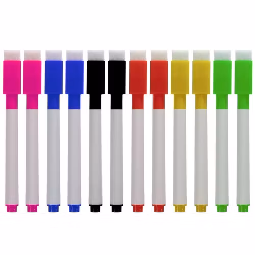 Whiteboardpennor 12-pack – 6 Färger med Magnet & Sudd