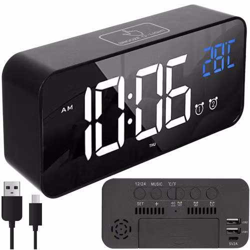 Digital väckarklocka LED med snooze – IZOXIS 1800 mAh