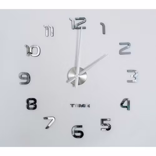 DIY väggklocka 60–130 cm – Silver 3D spegeleffekt