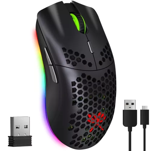 Trådløs spillmus DUNMOON – RGB, 6 knapper, 2400 DPI