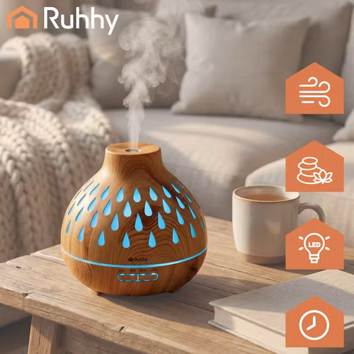 Puri Ruhhy aromadiffuser 400 ml - luftfukter med LED