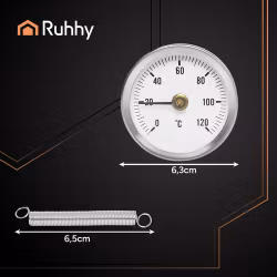 RUHHY bimetallisk termometer 0–120 °C – rørtermometer med fjeder