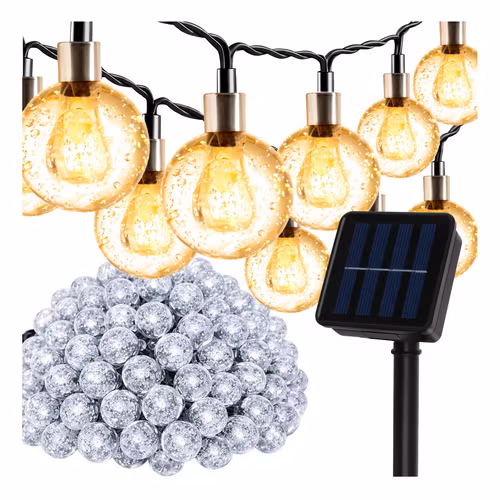 Solcellekabelslynge 100 LED-kuler – varmhvit hagebelysning