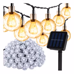 Solcellekabelslynge 100 LED-kuler – varmhvit hagebelysning