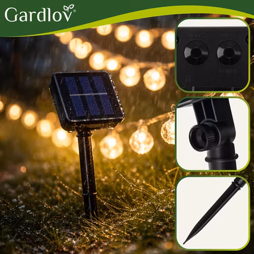 Solcellekabelslynge 100 LED-kuler – varmhvit hagebelysning