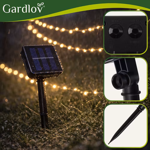 Solcelle-sløjfe 15 m med 150 LED'er - Gardlov varm hvid IP44