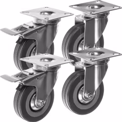 Kääntöpyörät 75 mm, 4 kpl pakkaus jarrulla – MALATEC, 220 kg