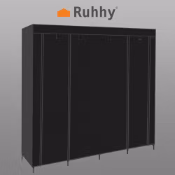 Tyg-garderob 170 × 170 cm – RUHHY hopfällbar med 14 hyllor