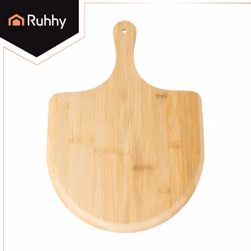 Pizzastein 38 × 36 cm med bambusspade – Ruhhy cordieritt