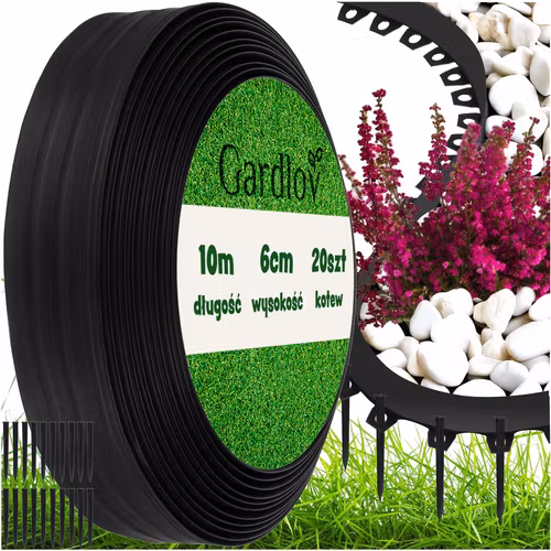 Rabattkant 6 cm × 10 m – GARDLOV flexibel gräskant med 20 spikar